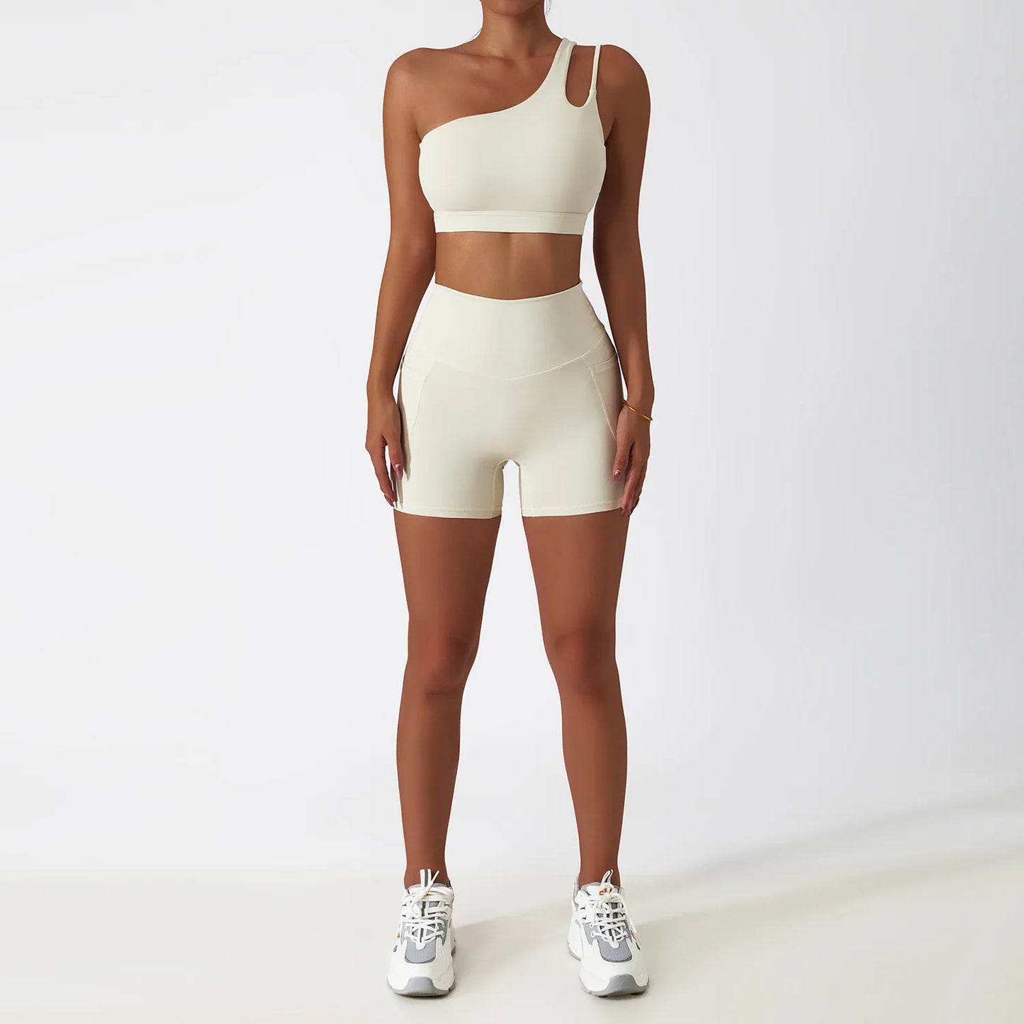 Sexy Seamless Yoga Set - High Waist Leggings and One Shoulder Sports Bra Combo!