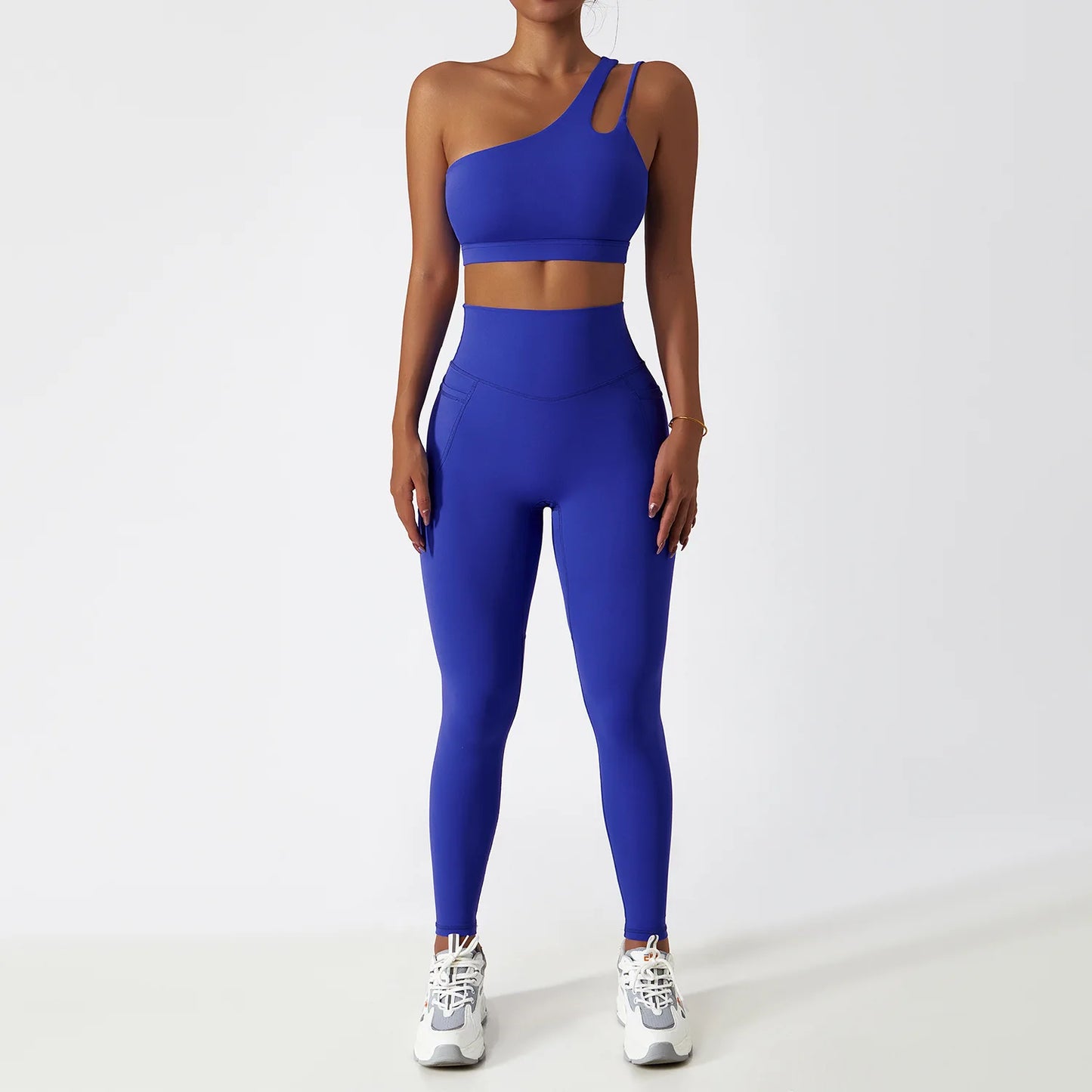 Sexy Seamless Yoga Set - High Waist Leggings and One Shoulder Sports Bra Combo!